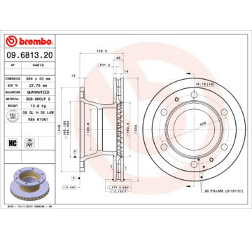 Brzdový kotouč BREMBO 09.6813.20