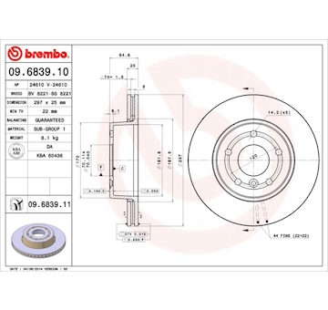 Brzdový kotouč BREMBO 09.6839.11