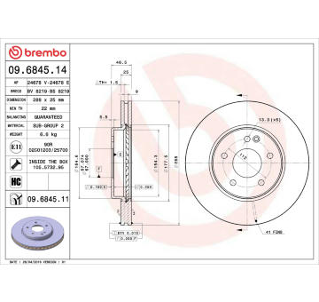 Brzdový kotouč BREMBO 09.6845.14