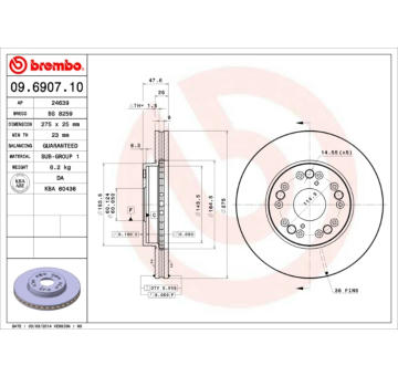 Brzdový kotouč BREMBO 09.6907.10