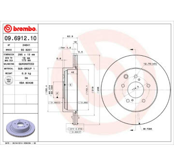 Brzdový kotouč BREMBO 09.6912.10