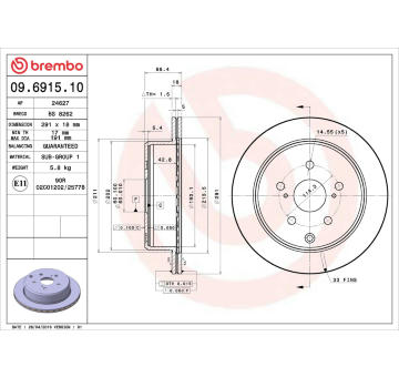 Brzdový kotouč BREMBO 09.6915.10