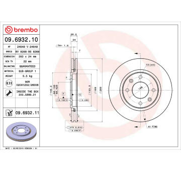 Brzdový kotouč BREMBO 09.6932.10