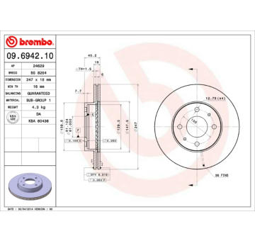 Brzdový kotouč BREMBO 09.6942.10