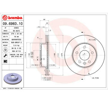 Brzdový kotouč BREMBO 09.6983.10