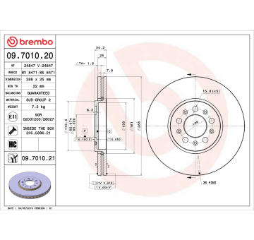 Brzdový kotouč BREMBO 09.7010.20