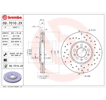 Brzdový kotouč BREMBO 09.7010.2X