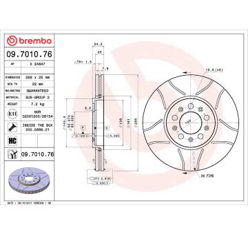 Brzdový kotouč BREMBO 09.7010.76