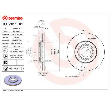 Brzdový kotouč BREMBO 09.7011.31