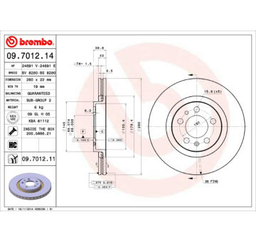 Brzdový kotouč BREMBO 09.7012.11