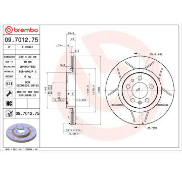 Brzdový kotouč BREMBO 09.7012.75