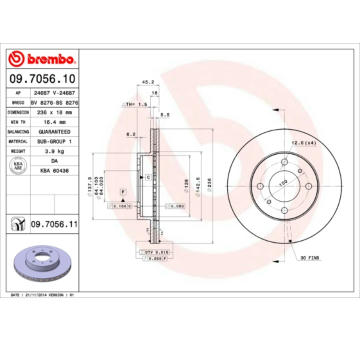 Brzdový kotouč BREMBO 09.7056.10