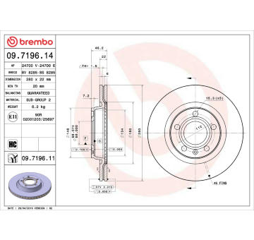 Brzdový kotouč BREMBO 09.7196.11