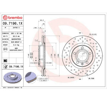 Brzdový kotouč BREMBO 09.7196.1X