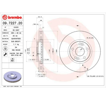 Brzdový kotouč BREMBO 09.7227.20