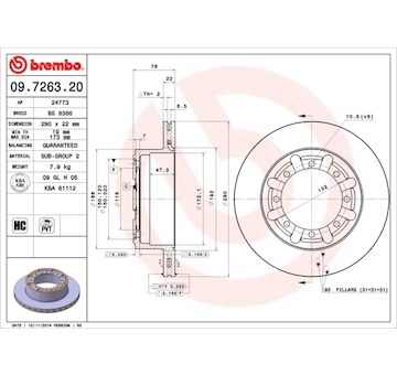 Brzdový kotouč BREMBO 09.7263.20