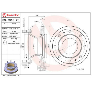 Brzdový kotouč BREMBO 09.7315.20