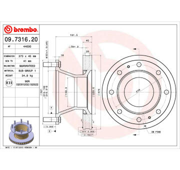 Brzdový kotouč BREMBO 09.7316.20