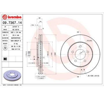 Brzdový kotouč BREMBO 09.7367.14