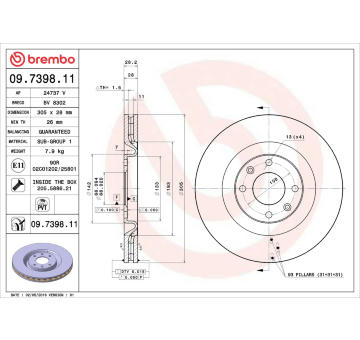 Brzdový kotouč BREMBO 09.7398.11