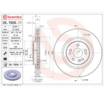 Brzdový kotouč BREMBO 09.7606.11