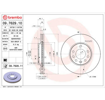 Brzdový kotouč BREMBO 09.7629.10