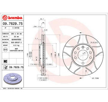 Brzdový kotouč BREMBO 09.7629.75