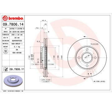 Brzdový kotúč BREMBO 09.7806.14