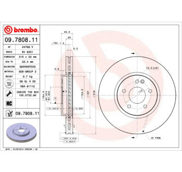 Brzdový kotouč BREMBO 09.7808.11