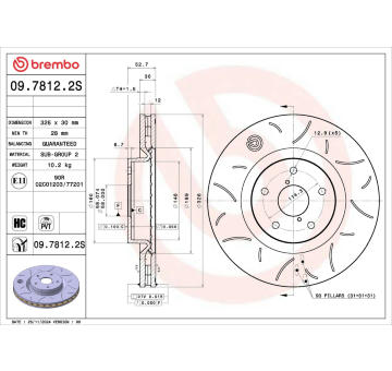 Brzdový kotúč BREMBO 09.7812.2S