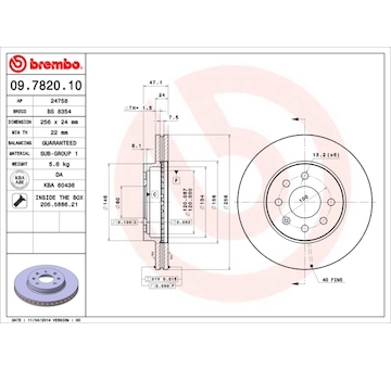 Brzdový kotouč BREMBO 09.7820.10