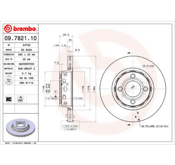 Brzdový kotouč BREMBO 09.7821.10