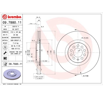 Brzdový kotouč BREMBO 09.7880.11