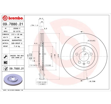 Brzdový kotouč BREMBO 09.7880.21