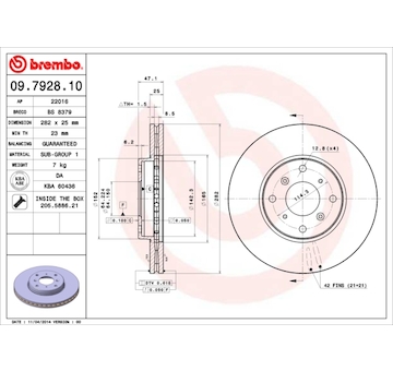 Brzdový kotouč BREMBO 09.7928.10