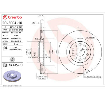 Brzdový kotouč BREMBO 09.8004.11