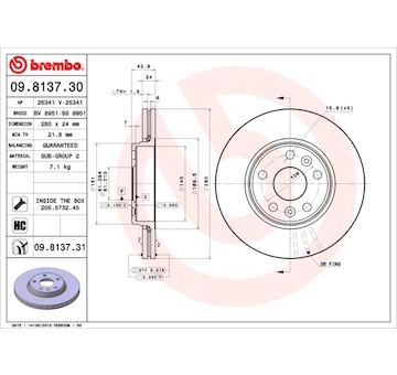 Brzdový kotouč BREMBO 09.8137.31