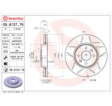 Brzdový kotouč BREMBO 09.8137.76