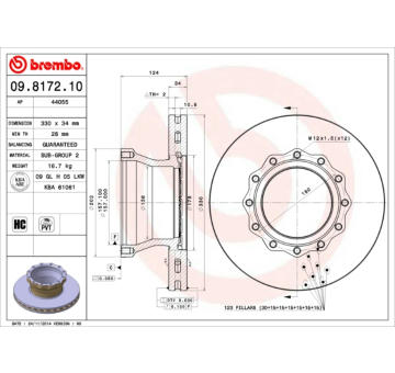 Brzdový kotouč BREMBO 09.8172.10