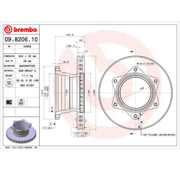 Brzdový kotouč BREMBO 09.8206.10