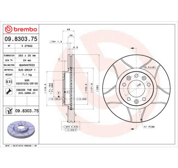 Brzdový kotouč BREMBO 09.8303.75