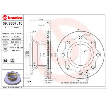 Brzdový kotouč BREMBO 09.8367.10