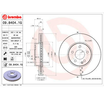 Brzdový kotouč BREMBO 09.8404.1G