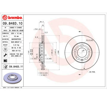 Brzdový kotouč BREMBO 09.8483.10