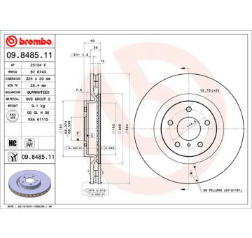 Brzdový kotouč BREMBO 09.8485.11