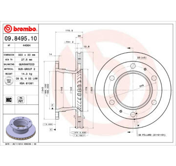 Brzdový kotouč BREMBO 09.8495.10