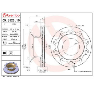 Brzdový kotouč BREMBO 09.8526.10