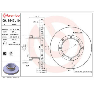 Brzdový kotouč BREMBO 09.8543.10