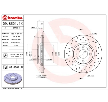 Brzdový kotouč BREMBO 09.8601.1X