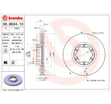 Brzdový kotouč BREMBO 09.8634.10